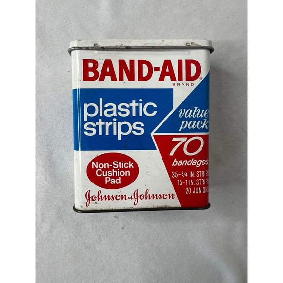 Vintage Empty Band-Aid Metal Tin Box Johnson & Johnson USA - Picture 1 of 8